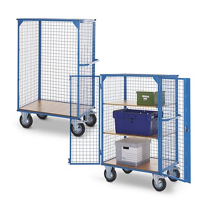 Heavy duty distribution trolley with plywood shelves - 1