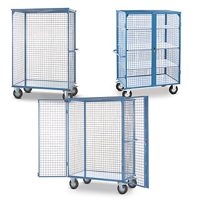 Heavy duty distribution trolley with steel shelves 
