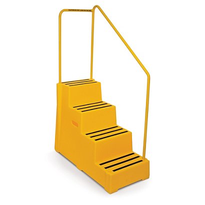 Heavy duty portable steps 4 steps and rail yellow - 1