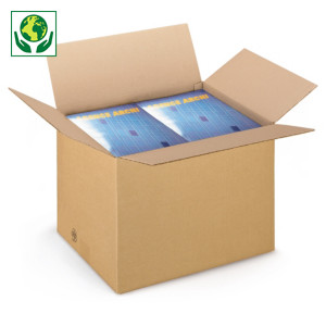 Hnědé klopové krabice z třívrstvé vlnité lepenky RAJABOX, od 300 do 390 mm Hnědé klopové krabice z třívrstvé vlnité lepenky RAJABOX, od 300 do 390 mm