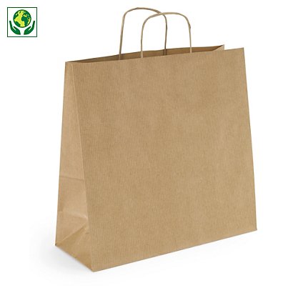 Hnedé papierové tašky s papierovým motúzom 320x390x170mm | RAJA - 1