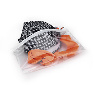 Hoogglanzend plastic zakje met zipsluiting en bodemvouw