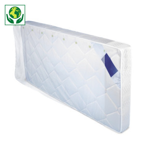 Housse plastique 50% recyclé transparente pour literie 50 microns Housse plastique 50% recyclé transparente pour literie 50 microns