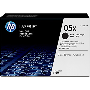 HP 05XD Toner authentique grande capacité CE505XD - Pack de 2 - Noir
