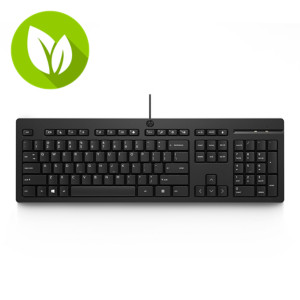 HP 125 Teclado con cable USB-A, versión española, 50% plástico reciclado, negro, 266C9AA HP 125 Teclado con cable USB-A, versión española, 50% plástico reciclado, negro, 266C9AA