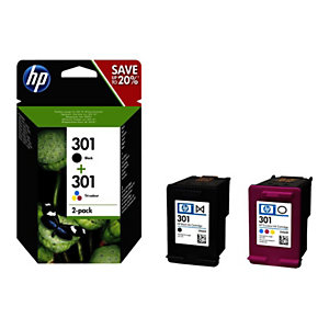 HP 301 Cartouche d'encre authentique N9J72AE - Pack Noir + Couleurs