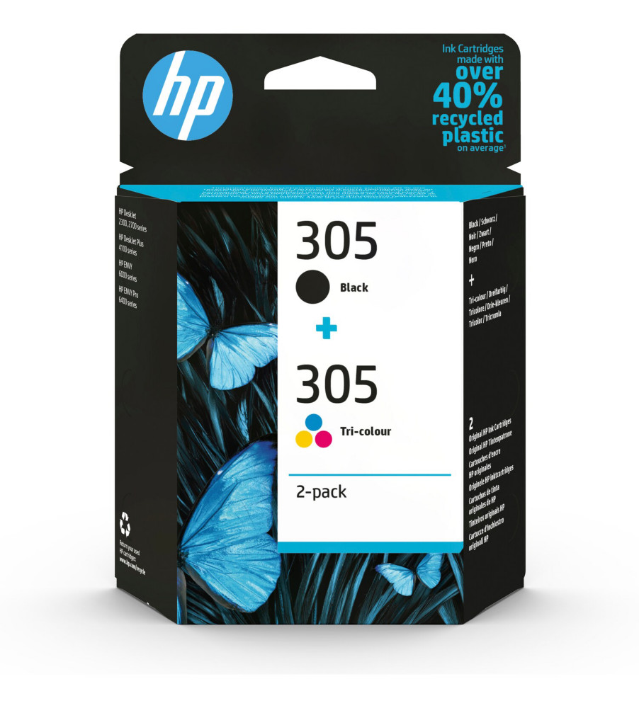 HP 305 Cartouche d'encre authentique - Pack de 2 (6ZD17AE) - Noir + couleur