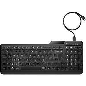 HP 405 Multi-Device Backlit Wired Keyboard, Taille réelle (100 %), Avec fil, USB, Clavier à membrane, Noir 7N7C1AA HP 405 Multi-Device Backlit Wired Keyboard, Taille réelle (100 %), Avec fil, USB, Clavier à membrane, Noir 7N7C1AA