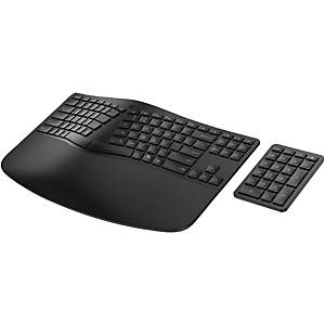 HP 965 Ergonomic Wireless Keyboard, Taille réelle (100 %), Sans fil, RF sans fil + Bluetooth, Clavier à membrane, Noir 7E756AA HP 965 Ergonomic Wireless Keyboard, Taille réelle (100 %), Sans fil, RF sans fil + Bluetooth, Clavier à membrane, Noir 7E756AA