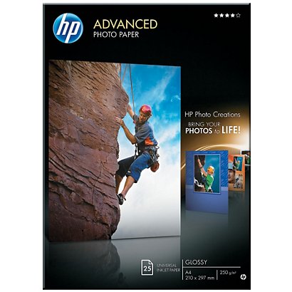 HP Advanced Carta Fotografica A4 per Stampanti Inkjet, 250 g/m², Bianca Lucida (confezione 25 fogli) - 1