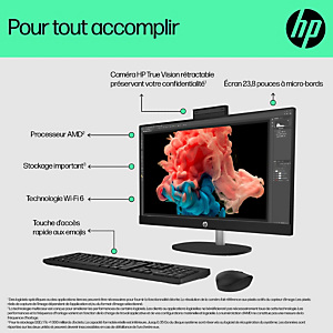 HP All-in-One 24-cr0081nf PC, AMD Ryzen™ 7, 16 Go, DDR4-SDRAM, 512 Go, SSD, Windows 11 Home BN5X3EA HP All-in-One 24-cr0081nf PC, AMD Ryzen™ 7, 16 Go, DDR4-SDRAM, 512 Go, SSD, Windows 11 Home BN5X3EA