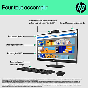 HP All-in-One 27-cr0060nf PC, AMD Ryzen™ 7, 16 Go, DDR4-SDRAM, 512 Go, SSD, Windows 11 Home BN5X4EA HP All-in-One 27-cr0060nf PC, AMD Ryzen™ 7, 16 Go, DDR4-SDRAM, 512 Go, SSD, Windows 11 Home BN5X4EA