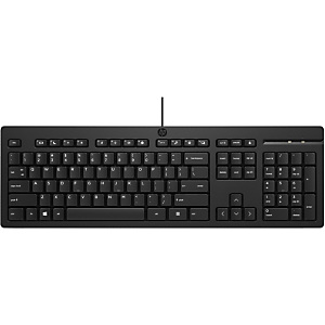 HP Clavier filaire 125, Taille réelle (100 %), Avec fil, USB, Clavier à membrane, Noir 266C9AA HP Clavier filaire 125, Taille réelle (100 %), Avec fil, USB, Clavier à membrane, Noir 266C9AA