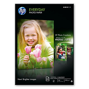 HP Everyday Papel Fotográfico para Impresoras de Inyección de Tinta Blanco Brillante A4 200 g/m² HP Everyday Papel Fotográfico para Impresoras de Inyección de Tinta Blanco Brillante A4 200 g/m²