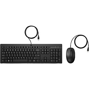 HP INC HP Combo de teclado y ratón con cable 225, Estándar, USB, Interruptor de membrana, Negro, Ratón incluido 286J4AA