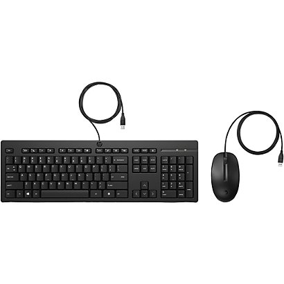 HP INC HP Combo de teclado y ratón con cable 225, Estándar, USB, Interruptor de membrana, Negro, Ratón incluido 286J4AA - 1