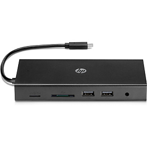 HP INC HP Concentrador multipuerto USB-C de viaje, Alámbrico, USB 3.2 Gen 1 (3.1 Gen 1) Type-C, 10,100,1000 Mbit/s, Negro, MicroSD (TransFlash), SD, China 1C1Y5AA#ABB