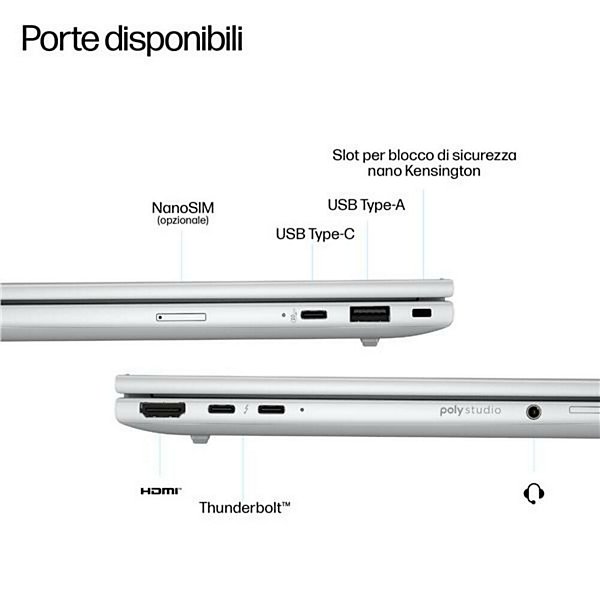 HP, Notebook e workstation portatili, Ebk 8 g1i 14 u7 16/512 ai w11p, CL5D5ET - 5