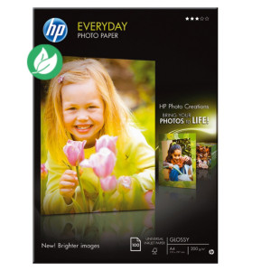 HP Papier photo brillant A4 blanc 200g Everyday pour Jet d'encre - Boîte de 100 feuilles HP Papier photo brillant A4 blanc 200g Everyday pour Jet d'encre - Boîte de 100 feuilles