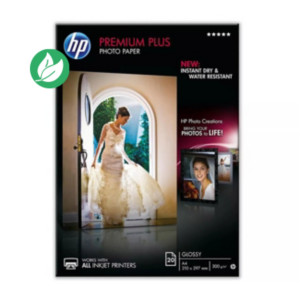 HP Papier photo brillant A4 blanc 300g Premium Plus pour Jet d'encre - Boîte de 20 feuilles HP Papier photo brillant A4 blanc 300g Premium Plus pour Jet d'encre - Boîte de 20 feuilles
