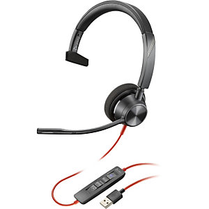 HP POLY POLY Blackwire 3310-M Microsoft Teams Certified USB-A Mono Headset, Alámbrico, Oficina/Centro de llamadas, 102 g, Auriculares, Negro 767F6AA