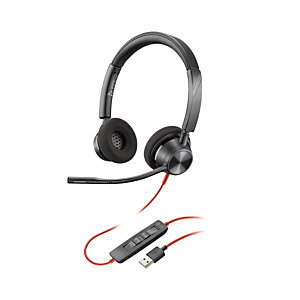HP POLY POLY Blackwire 3320 USB-A Stereo Headset, Alámbrico, Oficina/Centro de llamadas, 130 g, Auriculares, Negro 76J16AA