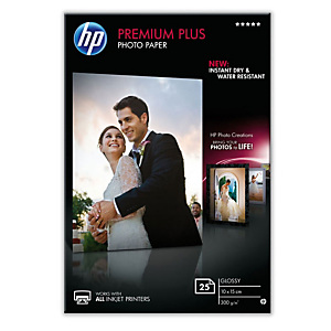 HP Premium Plus Carta Fotografica 100 x 150 mm per Stampanti Inkjet, 300 g/m², Bianca Lucida (confezione 25 fogli) HP Premium Plus Carta Fotografica 100 x 150 mm per Stampanti Inkjet, 300 g/m², Bianca Lucida (confezione 25 fogli)
