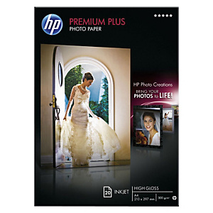 HP Premium Plus Papel Fotográfico para Impresoras de Inyección de Tinta Blanco Brillante A4 300 g/m² HP Premium Plus Papel Fotográfico para Impresoras de Inyección de Tinta Blanco Brillante A4 300 g/m²