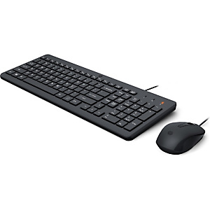 HP Souris et clavier filaires 150, Taille réelle (100 %), USB, Clavier à membrane, QWERTY, Noir, Souris incluse 240J7AA#ABB HP Souris et clavier filaires 150, Taille réelle (100 %), USB, Clavier à membrane, QWERTY, Noir, Souris incluse 240J7AA#ABB