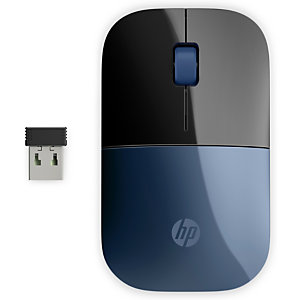 HP Souris sans fil Z3700, Ambidextre, Blue LED, RF sans fil, 1200 DPI, Noir, Bleu 7UH88AA#ABB
