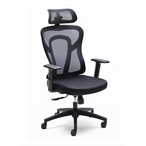 Hug, silla de oficina ergonómica con cabecero, Sincro, brazos regulables en altura, negro Hug, silla de oficina ergonómica con cabecero, Sincro, brazos regulables en altura, negro