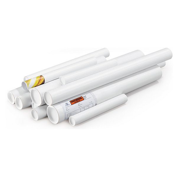 Hvite posthylser med lokk - lengde: 1000 mm, diameter: 70 mm - 2