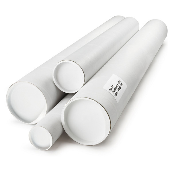 Hvite posthylser med lokk - lengde: 1000 mm, diameter: 70 mm - 1