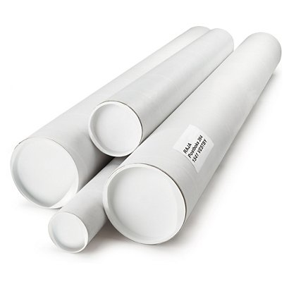 Hvite posthylser med lokk - lengde: 1250 mm, diameter: 70 mm - 1