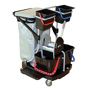 ICA Chariot de ménage compact « black is green » ICA avec presse et housse pour support sac ICA Chariot de ménage compact « black is green » ICA avec presse et housse pour support sac