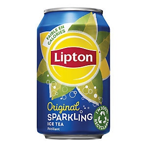 Ice Tea pétillant Original Lipton, lot de 24 canettes de 33 cl