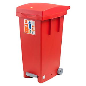 ICS Bidone con ruote e pedale per la raccolta differenziata BIG TATA, 80 litri, 38 x 50 x 80 cm, Rosso ICS Bidone con ruote e pedale per la raccolta differenziata BIG TATA, 80 litri, 38 x 50 x 80 cm, Rosso