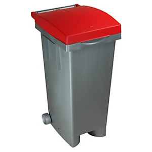 ICS Bidone con ruote per la raccolta differenziata TATA COLOR, 80 litri, 38 x 50 x 80 cm, Grigio/Rosso ICS Bidone con ruote per la raccolta differenziata TATA COLOR, 80 litri, 38 x 50 x 80 cm, Grigio/Rosso
