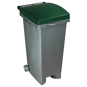 ICS Bidone con ruote per la raccolta differenziata TATA COLOR, 80 litri, 38 x 50 x 80 cm, Grigio/Verde ICS Bidone con ruote per la raccolta differenziata TATA COLOR, 80 litri, 38 x 50 x 80 cm, Grigio/Verde