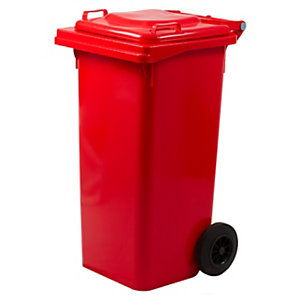 ICS Bidone per la raccolta differenziata con ruote e coperchio QUADRO, 120 litri, 55 x 50 x 94 cm, Rosso