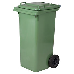 ICS Bidone per la raccolta differenziata con ruote e coperchio QUADRO, 120 litri, 55 x 50 x 94 cm, Verde