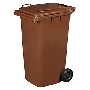 ICS Bidone per la raccolta differenziata con ruote e coperchio QUADRO, 240 litri, 72 x 58 x 106 cm, Marrone ICS Bidone per la raccolta differenziata con ruote e coperchio QUADRO, 240 litri, 72 x 58 x 106 cm, Marrone