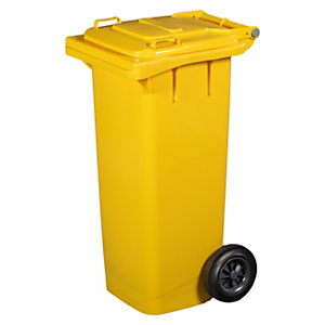 ICS Bidone per la raccolta differenziata con ruote e coperchio QUADRO, 80 litri, 50 x 46 x 92 cm, Giallo ICS Bidone per la raccolta differenziata con ruote e coperchio QUADRO, 80 litri, 50 x 46 x 92 cm, Giallo