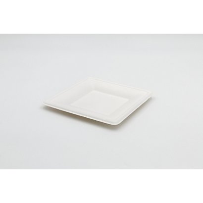 ILIP Piatto quadrato monouso in polpa di cellulosa, Biodegradabile e Compostabile, 16 x 16 cm, 14 g, Bianco (confezione 50 pezzi)