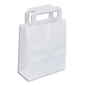 INAPA Lot 50 sac en papier kraft blanc 80 g/m². Poignées plates. Dimension 32x40cm. Soufflets latéraux 15