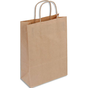 INAPA Lot 50 sacs en papier kraft brun 70 g/m². Poignées torsadées. Dimensions 22x31cm Soufflets latéraux 10 cm