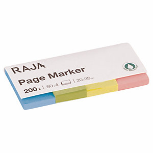 Index marque-page Raja, distributeur 4x50, format 20x38mm, 4 coloris