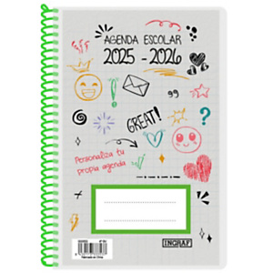 INGRAF Agenda escolar portada Personalizable, castellano, semana vista, 2025-2026, Primaria, tapa de polipropileno, formato 4º INGRAF Agenda escolar portada Personalizable, castellano, semana vista, 2025-2026, Primaria, tapa de polipropileno, formato 4º
