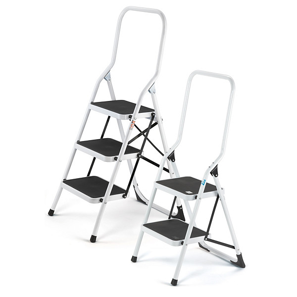 Inklapbaar stalen trapje: 3 antisliptreden - 1