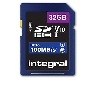 Integral 32GB HIGH SPEED SDHC/XC V10 100MB CLASS 10 UHS-I U1, 32 Go, SD, UHS-I, 100 Mo/s, Class 1 (U1), V10 INSDH32G-100V10 Integral 32GB HIGH SPEED SDHC/XC V10 100MB CLASS 10 UHS-I U1, 32 Go, SD, UHS-I, 100 Mo/s, Class 1 (U1), V10 INSDH32G-100V10
